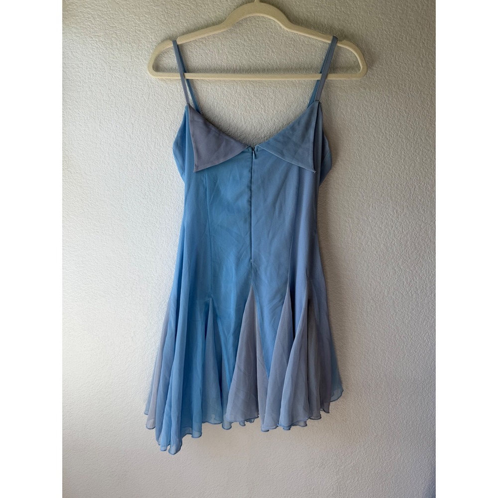 OW Collection Blue Colorblock Chiffon Mini Dress NWT Fairycore Coquette Flawed - Picture 2 of 10